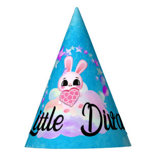 Magical Cute Bunny with Pink Heart Party Hat