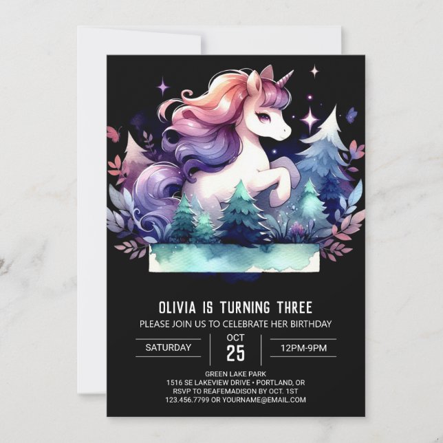 Magical Cute Horse Birthday Invitation (Front)