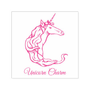 Magical Cute Monogram C Unicorn Charm or Your Text Self-inking Stamp