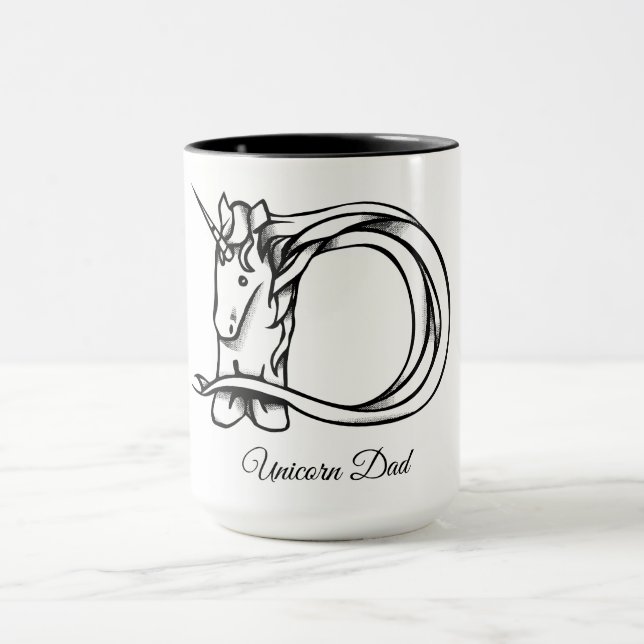 Magical Cute Monogram D Unicorn Dad or Your Text Mug (Center)