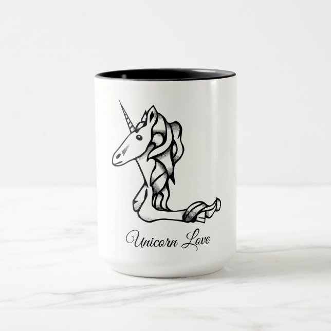 Magical Cute Monogram L Custom Unicorn Love Text Mug (Center)