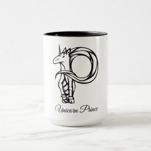 Magical Cute Monogram P Custom Unicorn Prince Mug