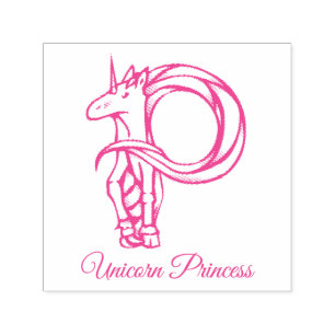 Magical Cute Monogram P Custom Unicorn Princess Self-inking Stamp