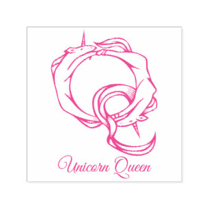 Magical Cute Monogram Q Custom Unicorn Queen Self-inking Stamp