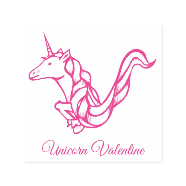 Magical Cute Monogram V Custom Unicorn Valentine Self-inking Stamp (Design)