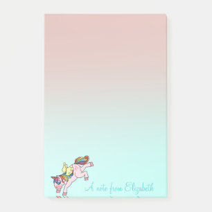 Magical Cute Rainbow Unicorn, Ombre -Personalised Post-it Notes