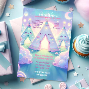 Magical Cute Sleepover Birthday Party  Invitation