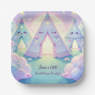 Magical Cute Sleepover Birthday Party Paper Plate