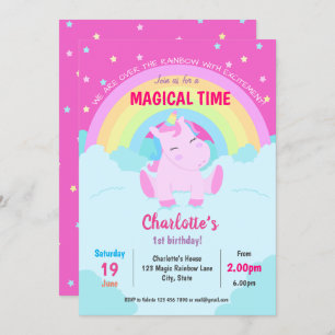 Magical Cute Unicorn Birthday Invitation
