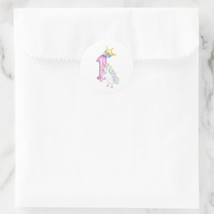 Magical Cute Unicorn Birthday Party Fantasy Celebr Classic Round Sticker