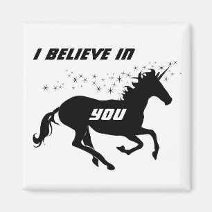 Magical Cute Unicorn Black and White Inspirational Magnet