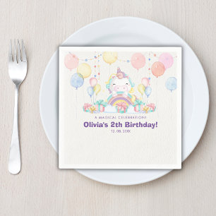 Magical cute unicorn celebration napkin