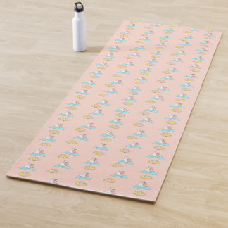 Magical Cute Unicorn Doing Yoga Pattern Pink Mat