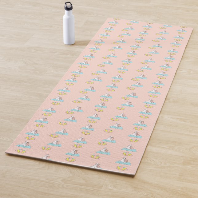 Magical Cute Unicorn Doing Yoga Pattern Pink Mat (In Situ)