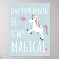 Magical Cute Unicorn Kids Whimsical Blue Nursery