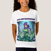 Magical Cyber Forest Fairy Girl T-Shirt for Kids