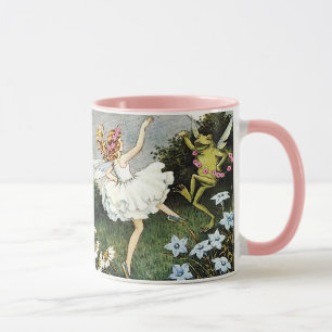 Magical Dancing Fairy and Frog Two-Tone coffee mug