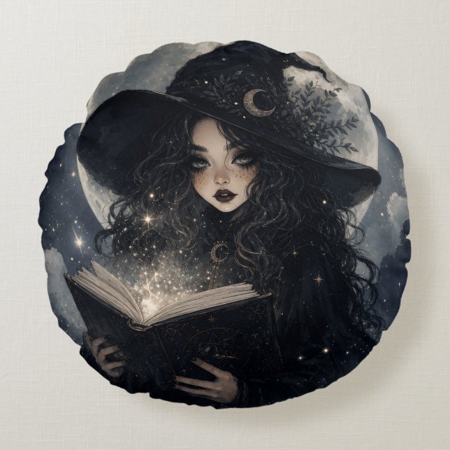 magical dark academia witchy design ||  round cushion (Front)