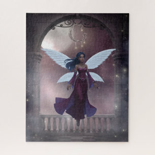 Magical Dark-Haired Fairy with Moon Jigsaw Puzzle
