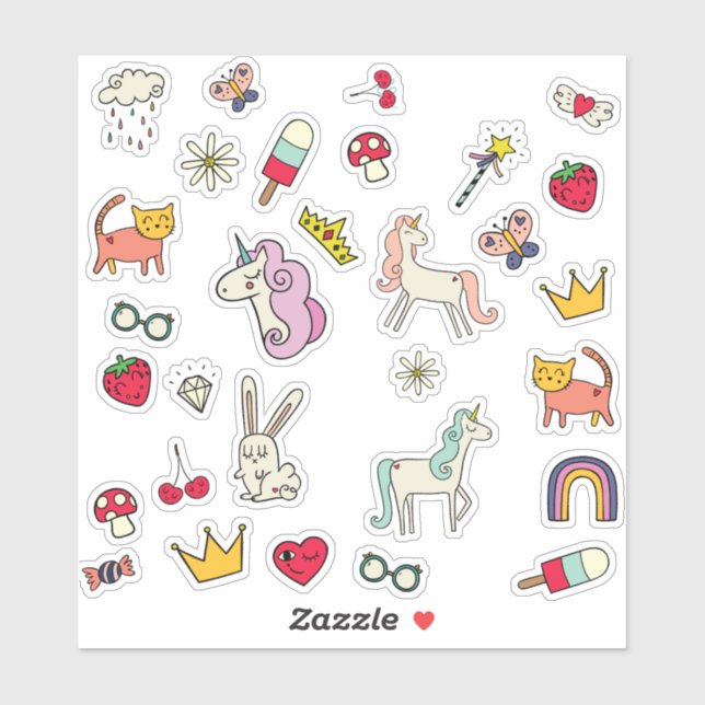 Magical day cats rabbits unicorns kids  (Sheet)