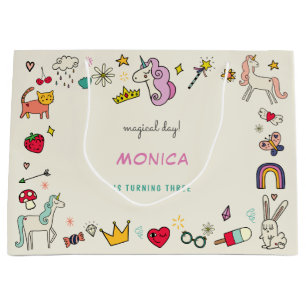 Magical day cats rabbits unicorns kids birthday large gift bag