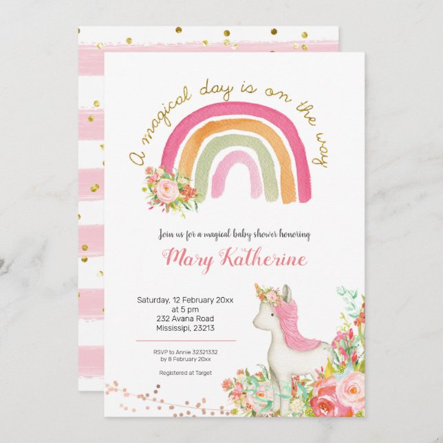 Magical Day is on The Way Baby Shower invitation (Front/Back)