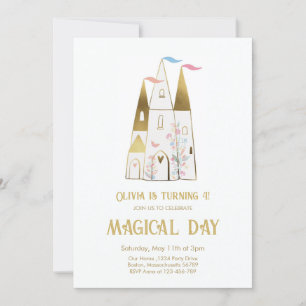  Magical Day Princess Castle Girl Birthday Invitation