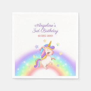 Magical Day Rainbow Stars Unicorn Birthday Napkin