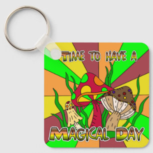 Magical Day   Retro Magic Mushrooms Key Ring