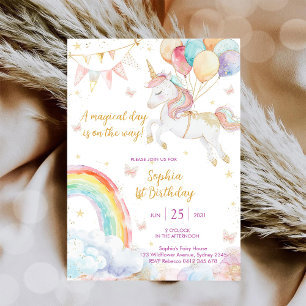 Magical Day Unicorn and Rainbows Birthday Invitati Invitation