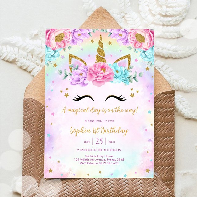 Magical Day Unicorn and Rainbows Birthday Invitation (Creator Uploaded)