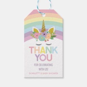 Magical Day Unicorn Rainbows Baby Shower Favour Gift Tags
