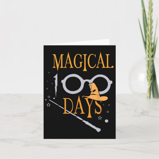 Magical Days Of School 100th Day Teacher Students  Card (Front)