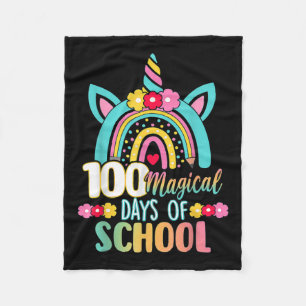 Magical Days Of School Unicorn Rainbow Teacher Stu Fleece Blanket