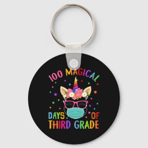 Magical Days Of Third Grade School Unicorn Mask Gi Key Ring