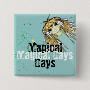 Magical Days Ultra Cute Anime Girl Magic Wand 15 Cm Square Badge