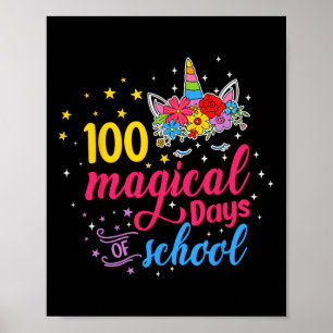 Magical Days Unicorn Kids Costume 100th Day Of Sch Poster