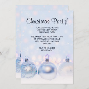 Magical Decorative Metallic Christmas Balls Party Invitation