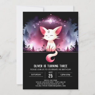 Magical Digital Cat Birthday Invitation