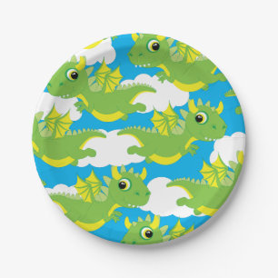 Magical Dragon Cute 1st Birthday Plates