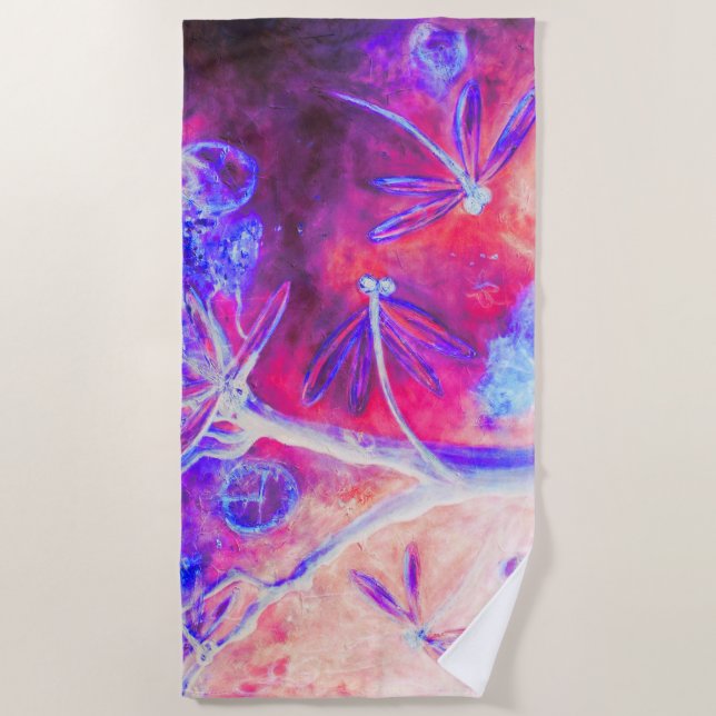 Magical Dragonfly Forest Beach Towel (Front)