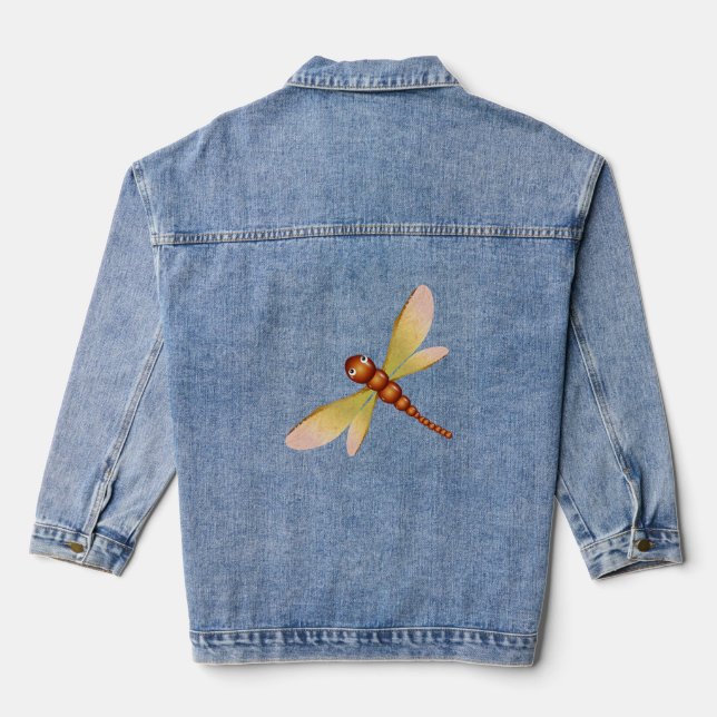 magical dragonfly made from chestnut and maple see denim jacket (Back)