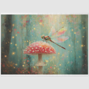 Magical Dragonfly on a Mushroom Decoupage Tissue Paper