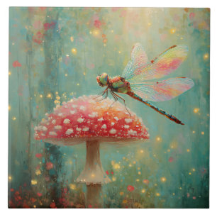 Magical Dragonfly on a Mushroom Tile