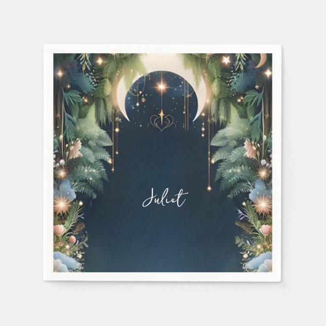 Magical Dream Mystical Stars Moon Bridal Shower Napkin (Front)