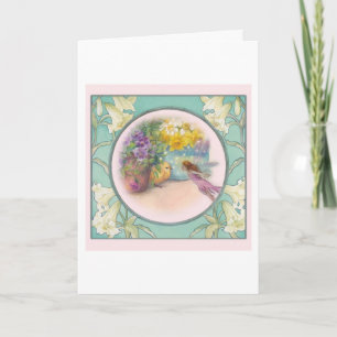 Magical Easter Flower Fairy and Chick Holiday Card