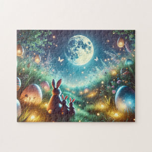 Magical Easter Night Glowing Eggs & Bunnies Jigsaw Puzzle