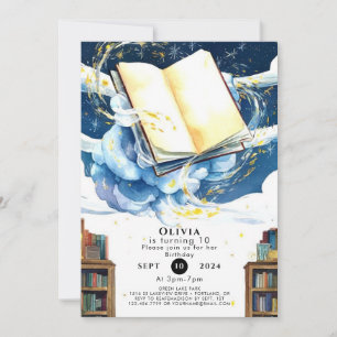 Magical Editable Library Storybook Birthday Invitation