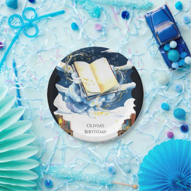 Magical Editable Library Storybook Birthday Paper Plate (Party)