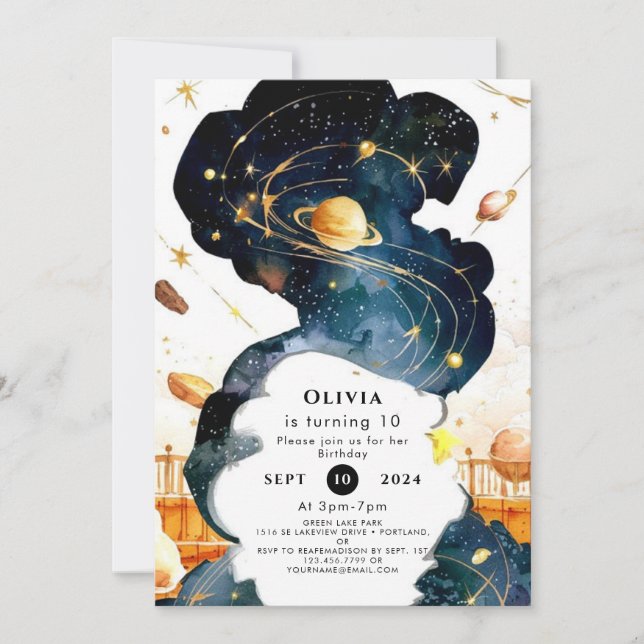 Magical Editable Space Birthday Invitation (Front)